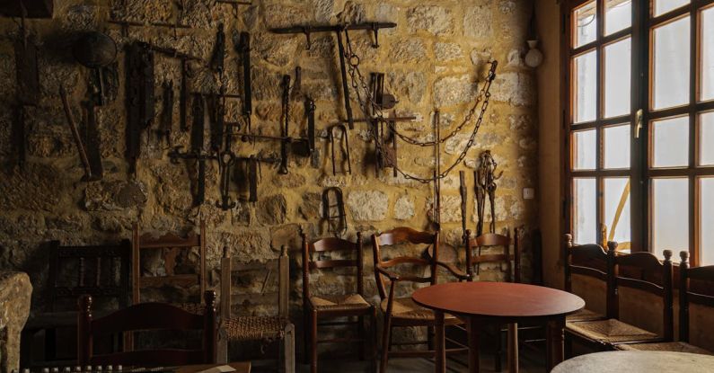 CRM Tools - Table and Tools on Stone Wall in Room